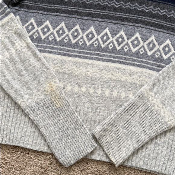 J. Crew Nordic Fair Isle Navy Grey Wool Blend Crewneck Sweater - Picture 3 of 8